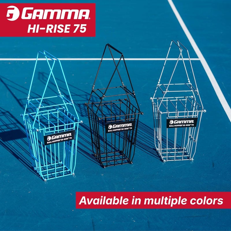 Gamma Ball Hopper Hi-Rise 75 - Heavy Duty Tennis Ball Basket with Handle for Easy Pickup & Storage - Holds 75 Tennis Balls, Durable Steel Construction, Weather-Resistant Coating (Multiple Colors) - Image 4